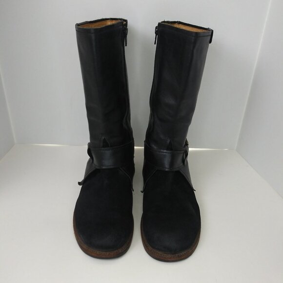 Gidigio Moto Riding Boot Black Leather Suede Buckle Handmade Italian Luxe EU 40 - Picture 2 of 7